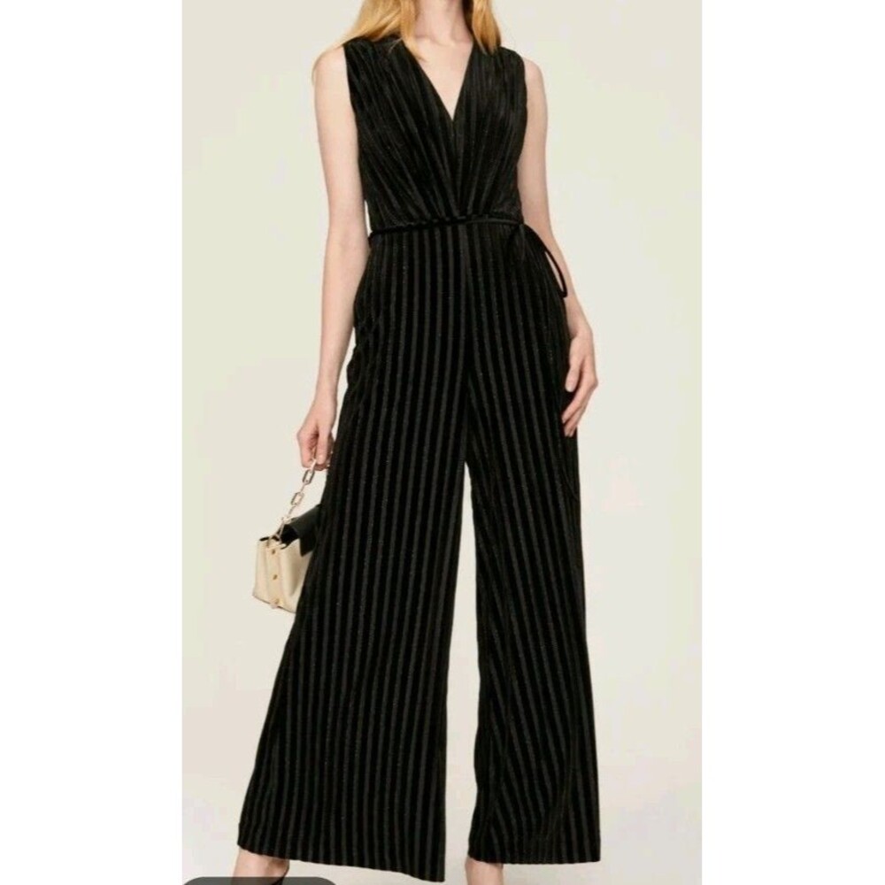 Adam Lippes RTR Collective Desgin Striped Velvet Jumpsuit Women Sz. 12 Wide leg